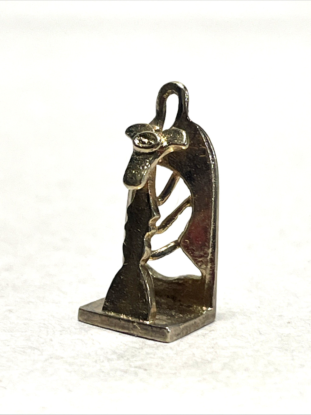 Vintage Sterling Silver Chicago Picasso Statue Charm Pendant 1" Souvenir Gold To